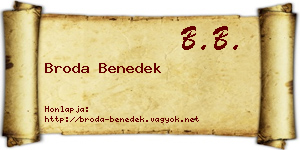 Broda Benedek névjegykártya